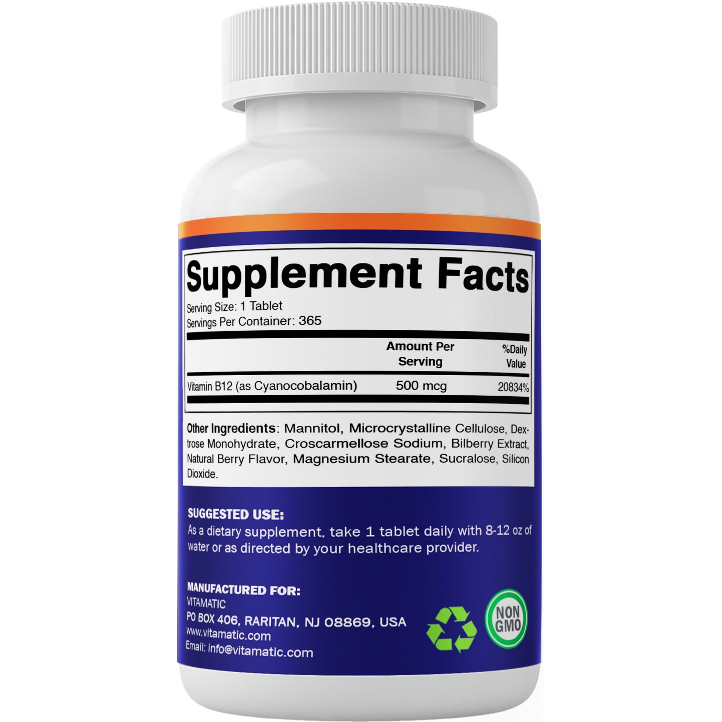 Vitamin B12 500 mcg Fast Dissolve 365 Tablets