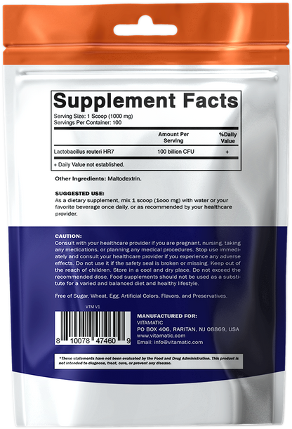 Vitamatic Lactobacillus Reuteri Probiotic Powder, 100g Pouch