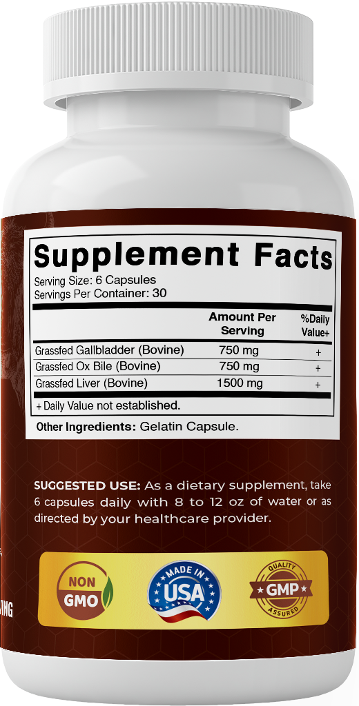 Vitamatic Grass-Fed Beef Gallblader with Bile & Liver 180 Capsules