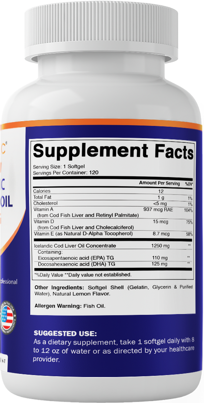 Icelandic Cod Liver Oil 1250mg Softgels