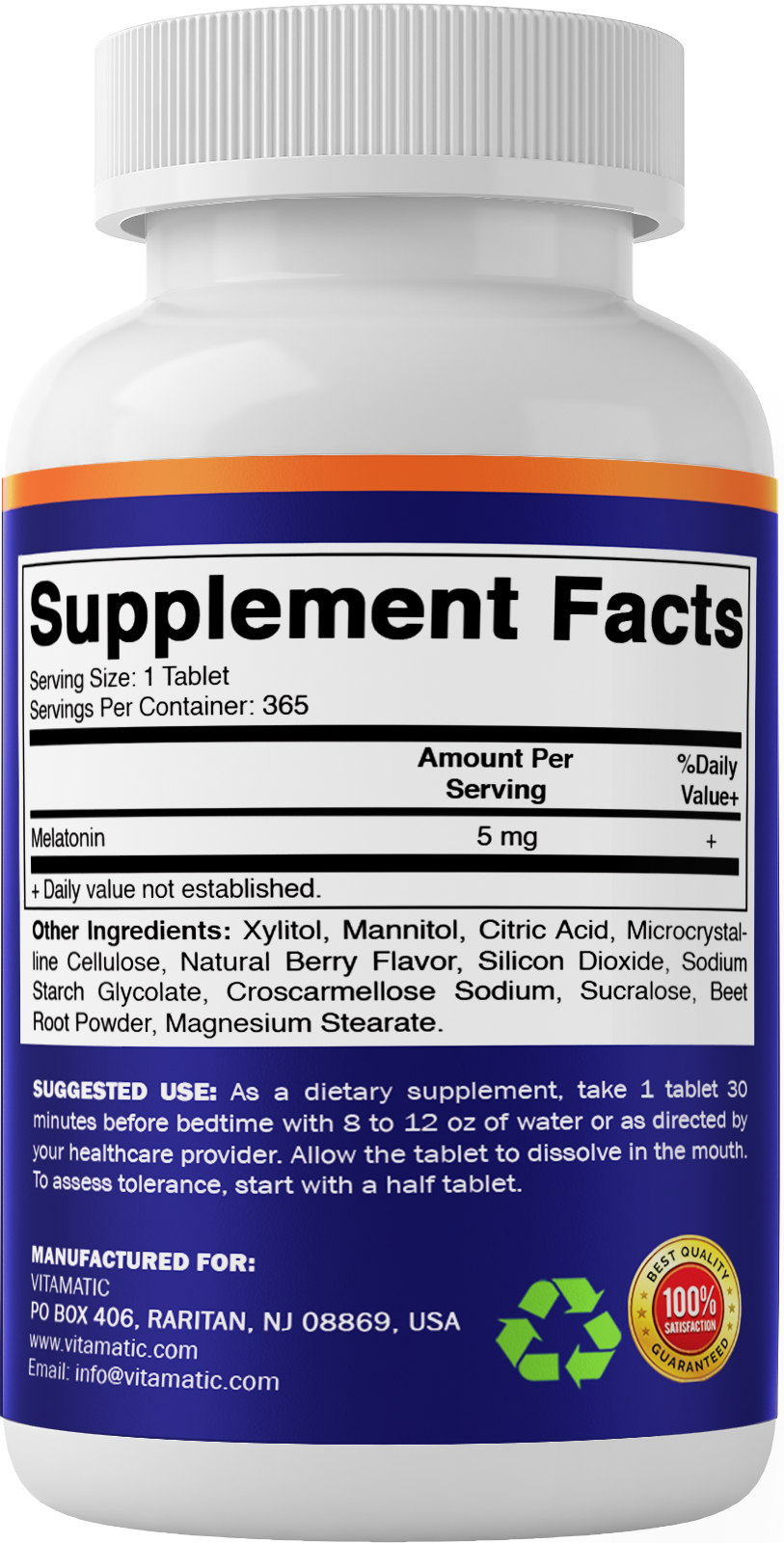 Vitamatic Melatonin 5mg Fast Dissolve, 365 Tablets
