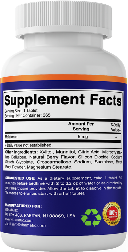 Vitamatic Melatonin 5mg Fast Dissolve, 365 Tablets
