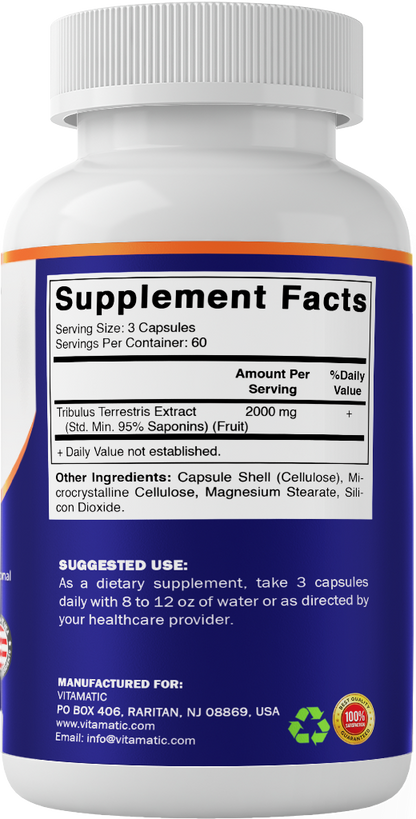 Tribulus Terrestris 2000mg per Serving, 180 Veg Capsules