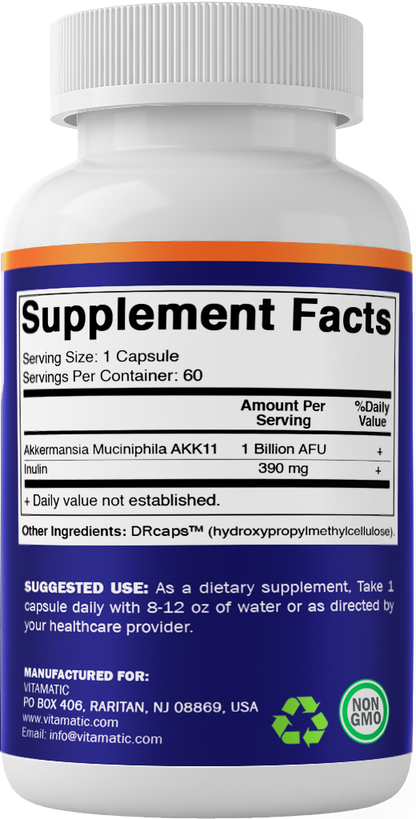 Vitamatic Akkermansia Muciniphila Gut Health, 60 DR Capsules