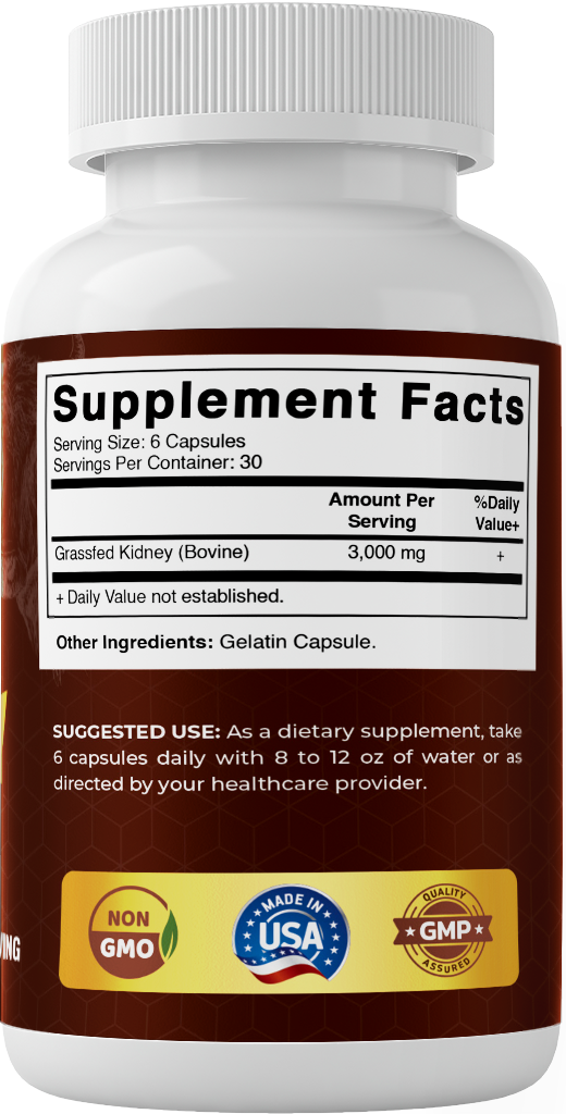 Vitamatic Grass Fed Beef Kidney with Liver - 180 Capsules