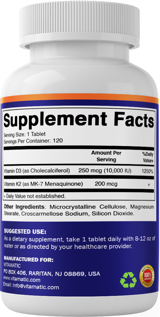 Vitamin K2 +D3, 120 Tablets