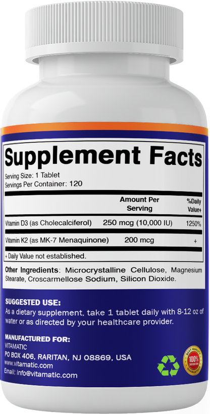 Vitamin K2 +D3, 120 Tablets