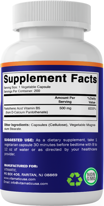 Pantothenic Acid 500 mg - 200 Capsules
