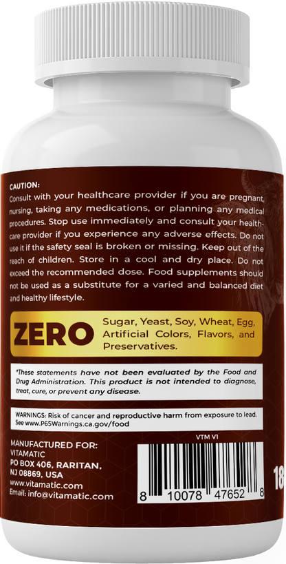 Vitamatic Grass-Fed Beef Trachea + Liver, 180 Capsules