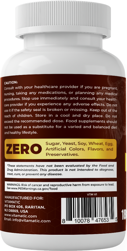 Vitamatic Grass-Fed Beef Thymus + Liver, 180 Capsules