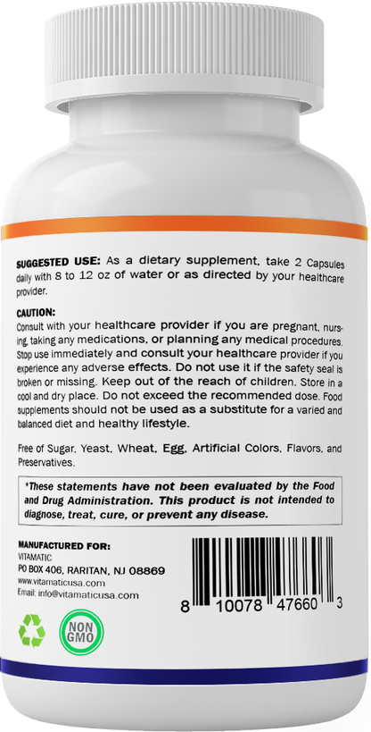Tinnitus Relief Support - 120 Veggie Capsules - 1200 mg Per Serving