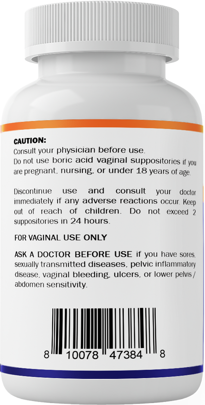 Boric Acid 600mg - 60 Vaginal Suppository