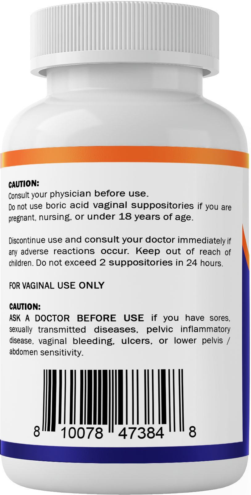 Boric Acid Vaginal Suppositories 600 mg Vegetarian Capsule Shell 60 Count