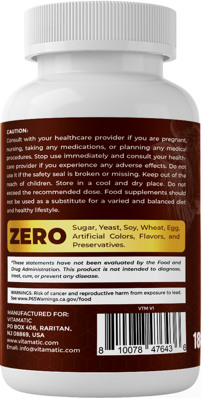 Vitamatic Grass Fed Beef Brain with Liver - 180 Capsules