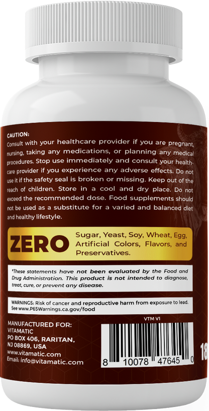 Vitamatic Grass-Fed Beef Gallbladder + Bile & Liver, 180 Capsules