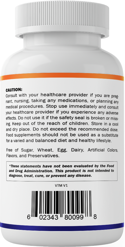 Vitamin B1 Thiamine 500mg, 120 Capsules