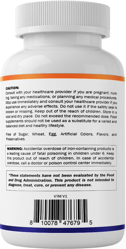 Vegan Iron + Vitamin C, B6, B12 & Folate Capsules