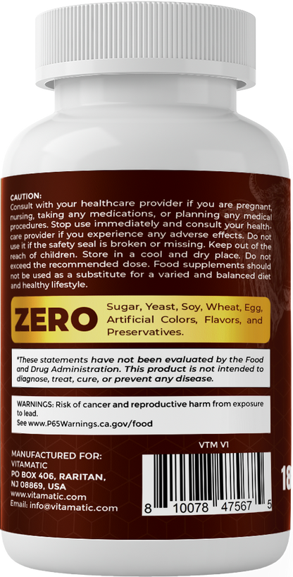 Vitamatic Grass-Fed Beef Liver Supplement, 180 Capsules