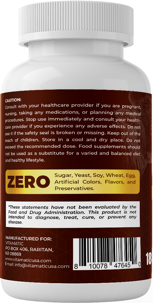 Vitamatic Grass-Fed Beef Gallblader with Bile & Liver 180 Capsules