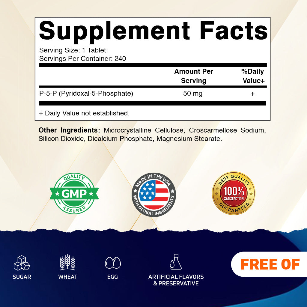 P5P 50mg Pyridoxal-5-Phosphate, 240 Capsules