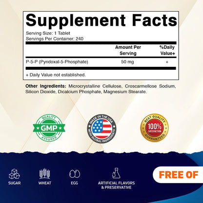 P5P 50mg Pyridoxal-5-Phosphate, 240 Capsules