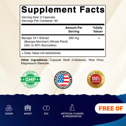 Bacopa Monnieri 10:1 Extract, 120 Capsules