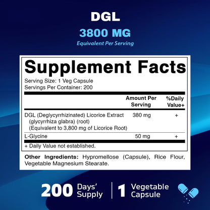 DGL Licorice Extract 3800mg 200 Capsules