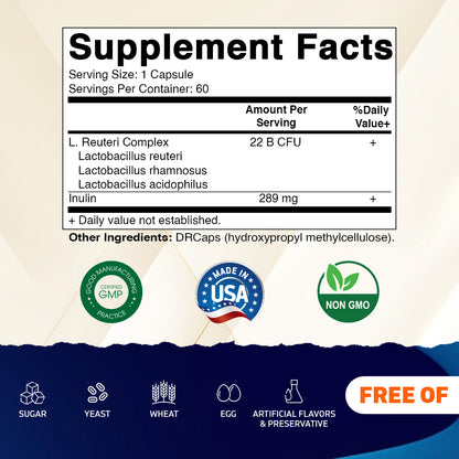 Lactobacillus Reuteri Complex 22 Billion - 60 DR Capsule
