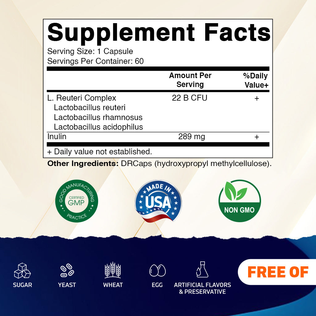 Vitamatic Lactobacillus Reuteri Complex 22 Billion, 60 DR Capsules
