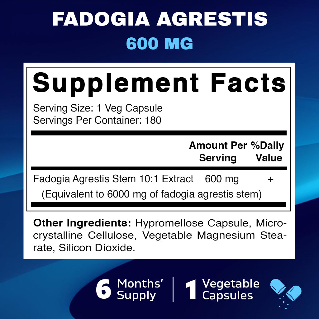 Fadogia Agrestis 600mg - 180 Veg Capsules