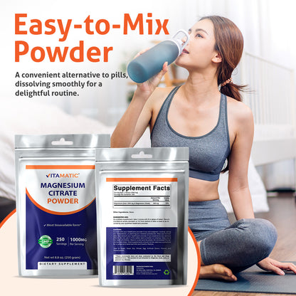Magnesium Citrate 1000mg per Serving - 250 Grams - 250 Servings
