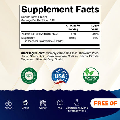 Magnesium Glycinate 500mg per Tablet 180 Vegetarian Tablets