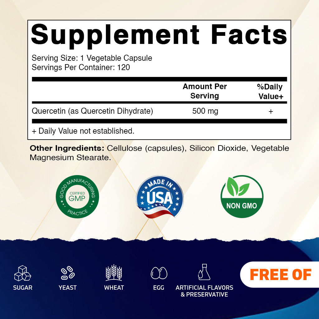 Quercetin 500 mg - 120 Vegetable Capsules