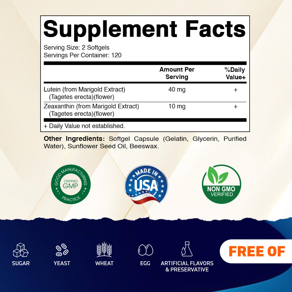 Lutein 40mg with Zeaxanthin 10mg | 240 Softgels