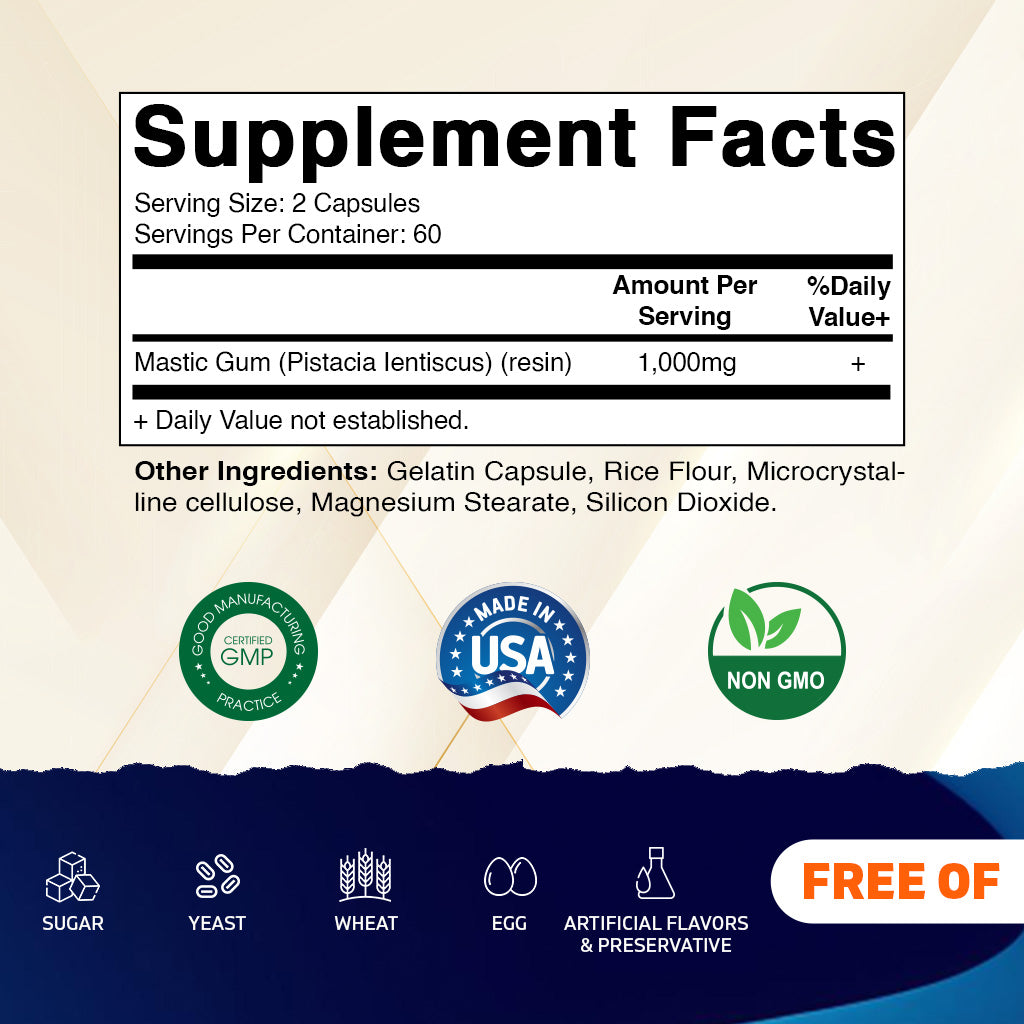 Mastic Gum 1000mg per Serving 120 Capsules