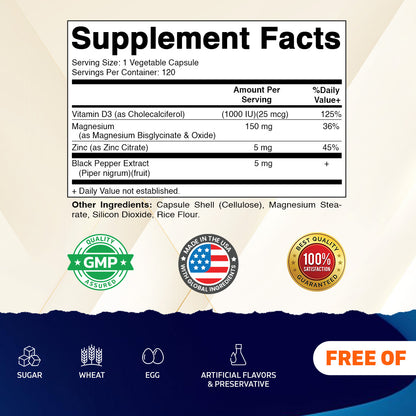Magnesium Bisglycinate + Oxide with Vitamin D3 & Zinc