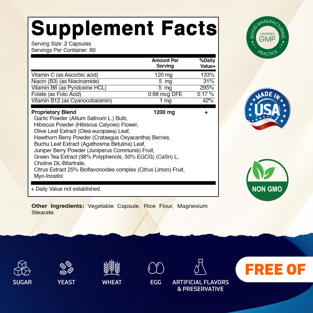 Tinnitus Relief Support - 120 Veggie Capsules - 1200 mg Per Serving