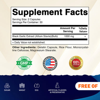 Fermented Black Garlic Extract 1000mg per Serving Capsules