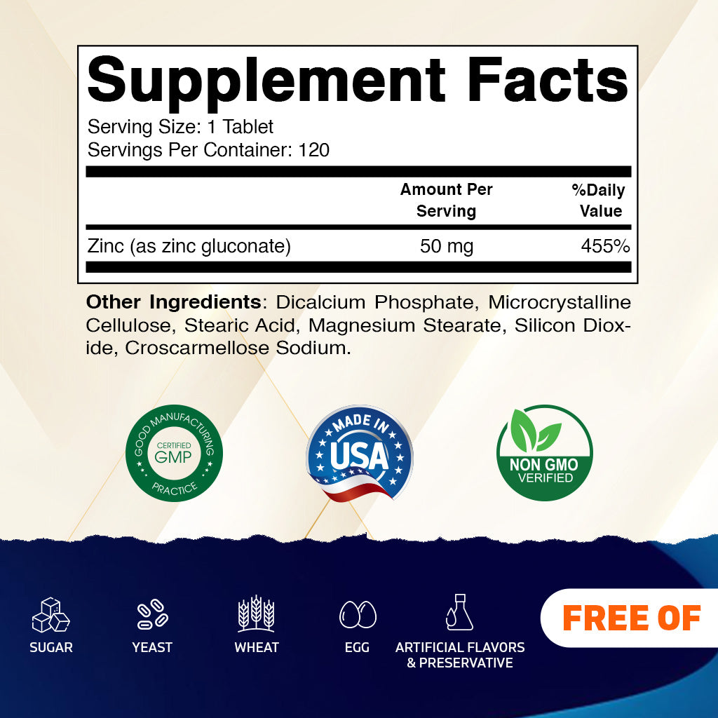 Zinc 50 mg - 120 Tablets