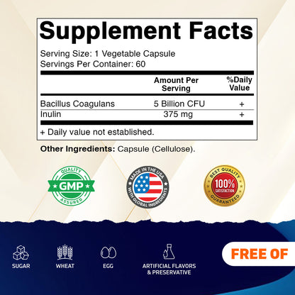 Bacillus Coagulans 5 Billion CFU, 60 Veg Capsules