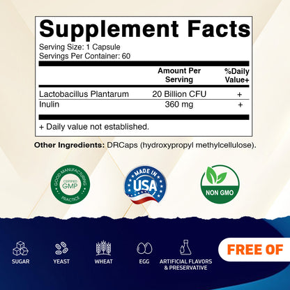 Lactobacillus Plantarum 20 Billion - 60 DR Capsule