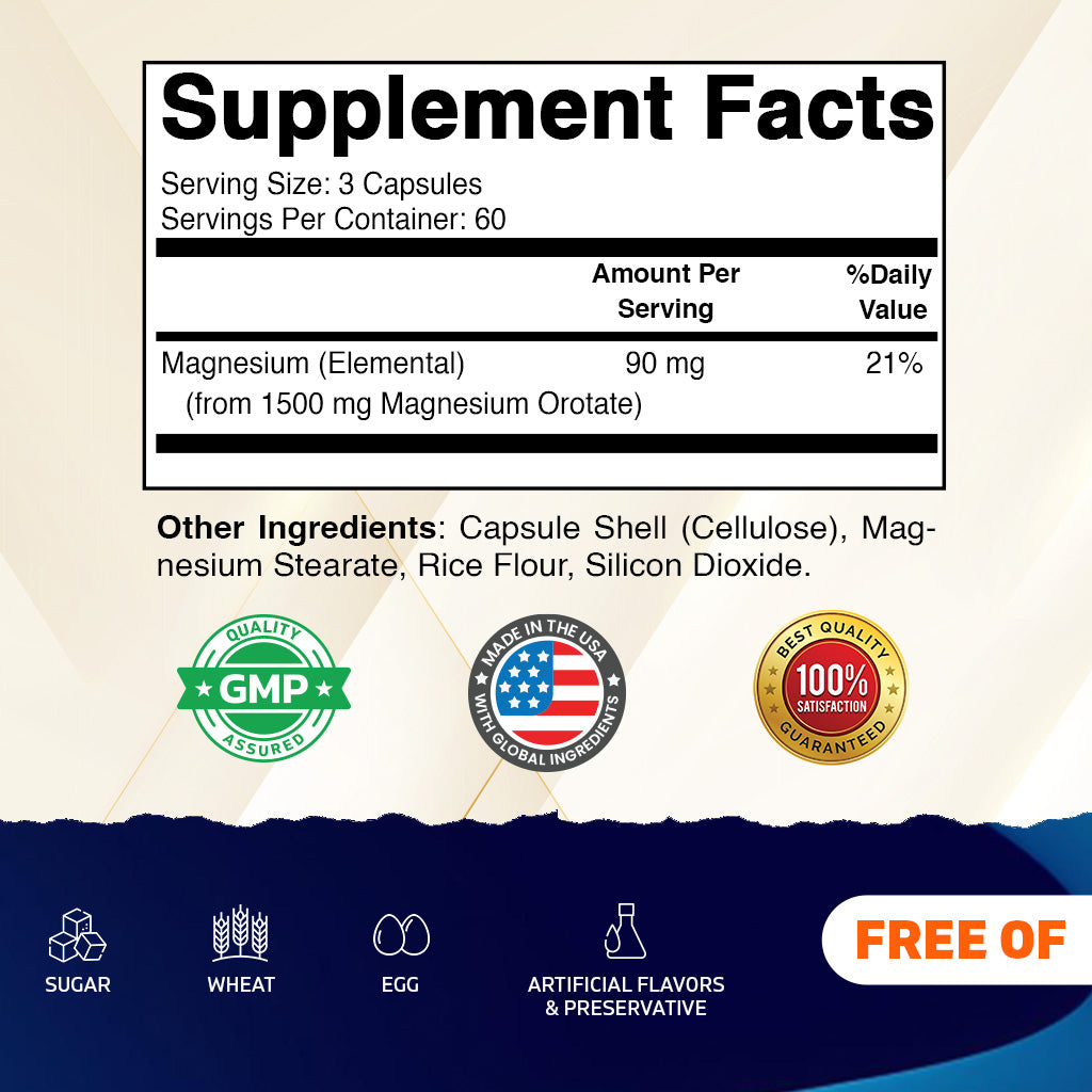 Magnesium Orotate 1500mg per Serving, 120 Capsules