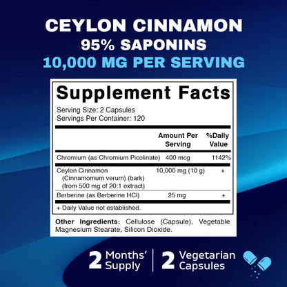 Ceylon Cinnamon 10000 mg 240 Vegetable Capsules