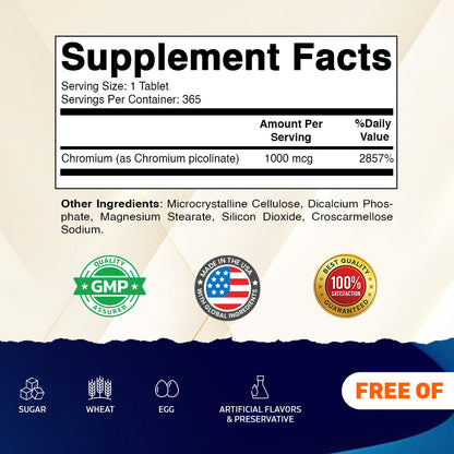 Chromium 1000 mcg Tablets