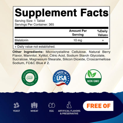Melatonin 10mg 365 Fast Dissolve Tablets