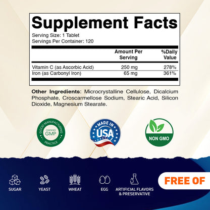 Carbonyl Iron 65 mg with Vitamin C –  120 Tablets