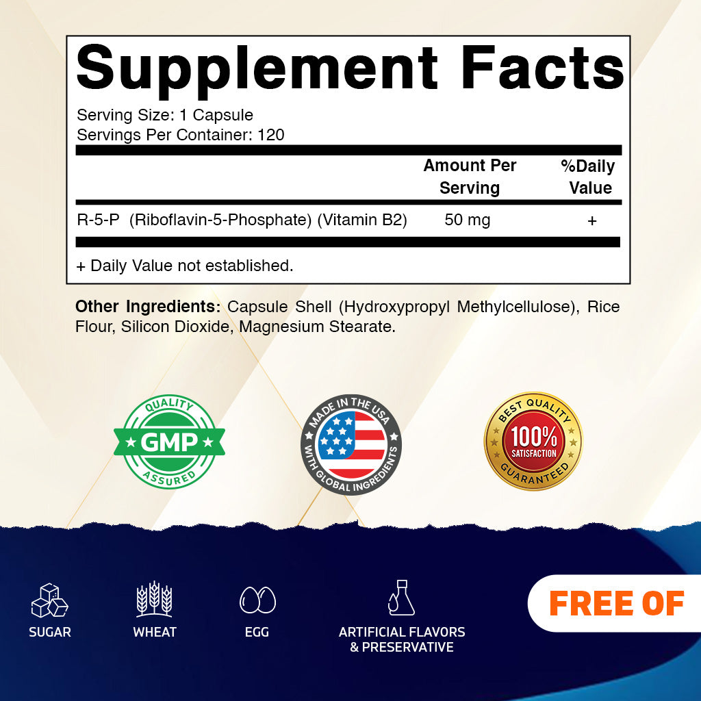 R-5-P Riboflavin-5-Phosphate 50mg Capsules