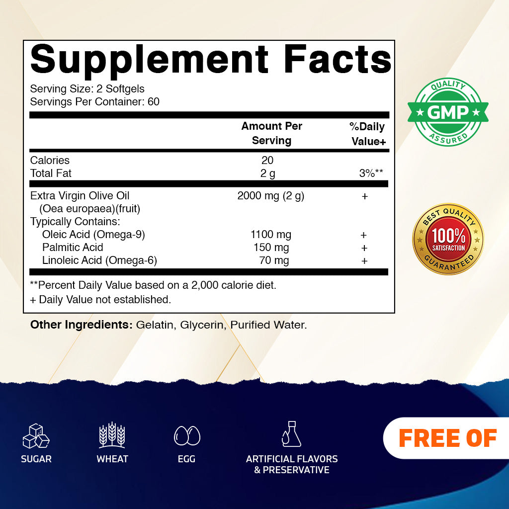 Extra Virgin Olive Oil 2000mg per Serving Softgels