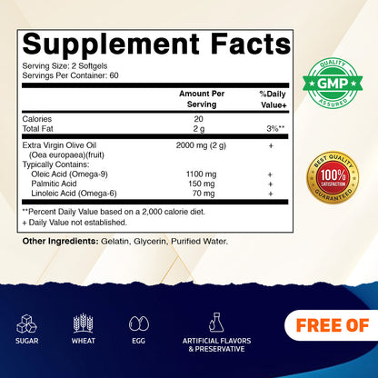 Extra Virgin Olive Oil 2000mg per Serving Softgels