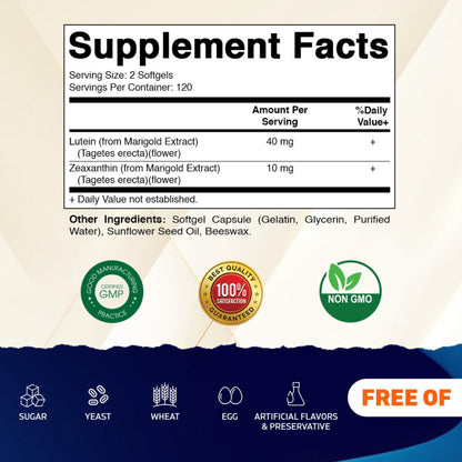 Lutein 40mg with Zeaxanthin 10mg | 240 Softgels